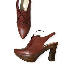 Vintage Michel Perry brown chunky platform lace up sling size 37.5 EU